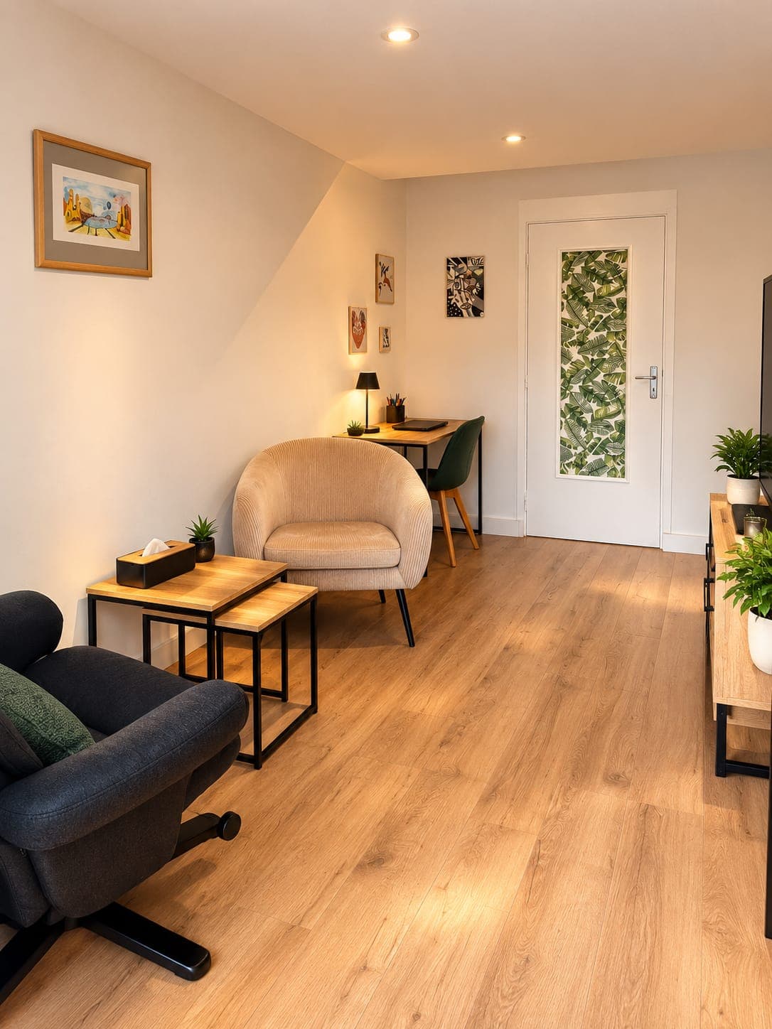 Cabinet de psychologie — espace de consultation chaleureux